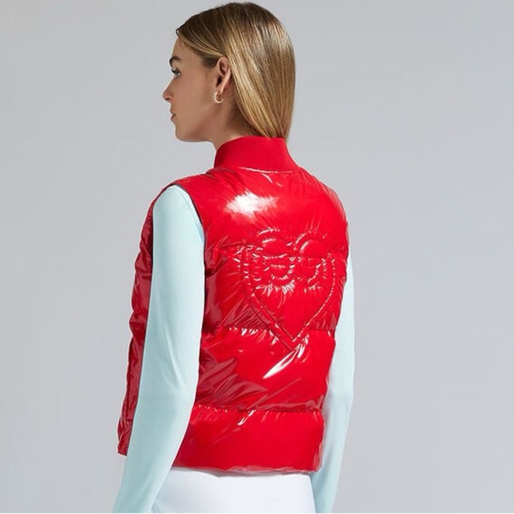G/Fore Ltd Ed. Heart G’s Coated Nylon Puffer Vest - Red - Womens Golf NEW